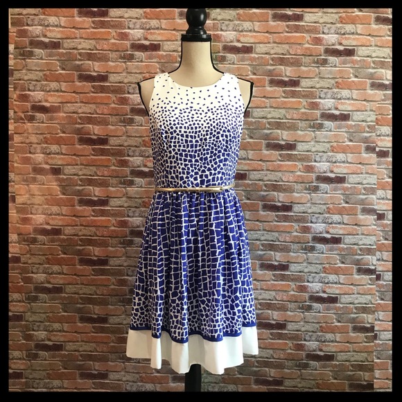 Eliza J Dresses & Skirts - Eliza J Geometric Print Belted Fit N Flare Dress